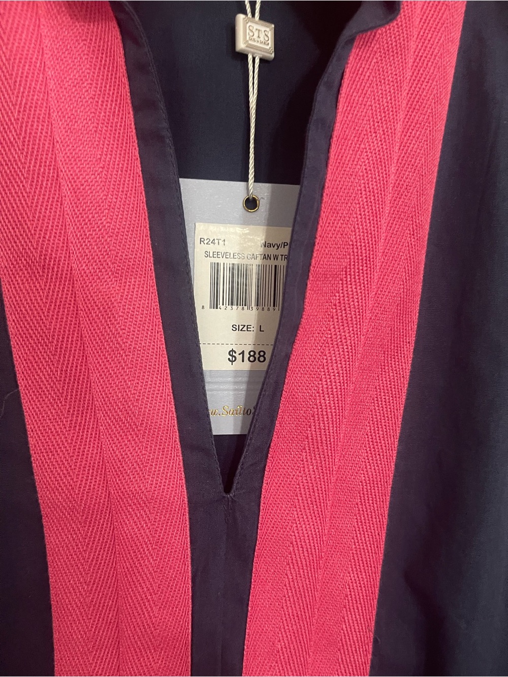 Sail to Sable Navy Sleeveless Midi Dress with Hot Pink Trim - Picture 2 of 4